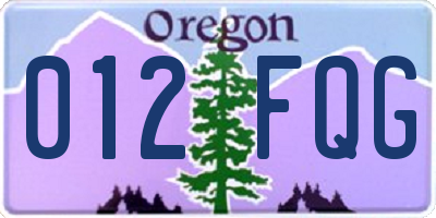 OR license plate 012FQG