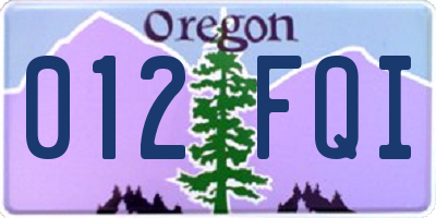 OR license plate 012FQI