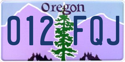OR license plate 012FQJ