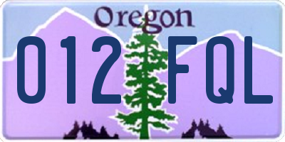 OR license plate 012FQL