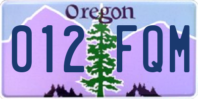 OR license plate 012FQM