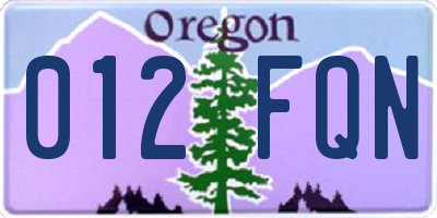 OR license plate 012FQN