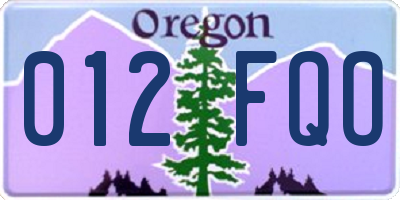 OR license plate 012FQO