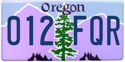 OR license plate 012FQR