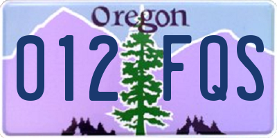 OR license plate 012FQS