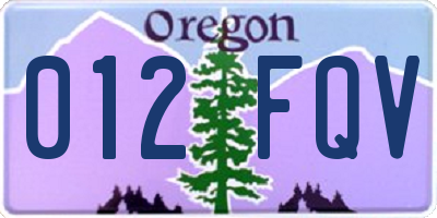 OR license plate 012FQV