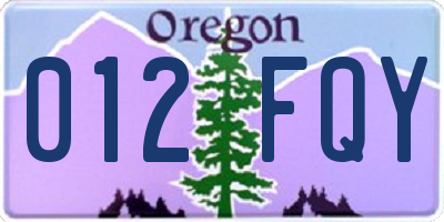 OR license plate 012FQY