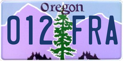 OR license plate 012FRA