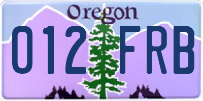 OR license plate 012FRB