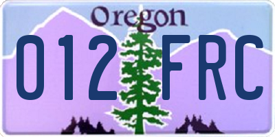 OR license plate 012FRC