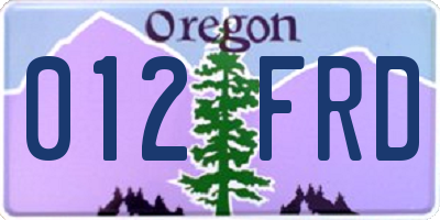 OR license plate 012FRD