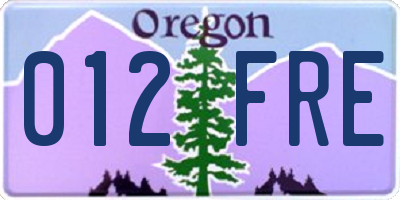 OR license plate 012FRE