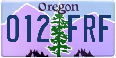 OR license plate 012FRF