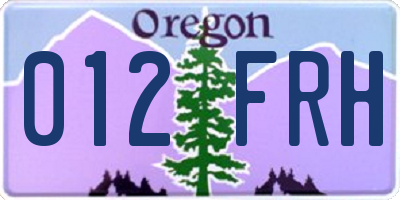 OR license plate 012FRH