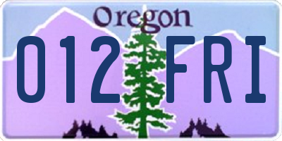 OR license plate 012FRI