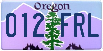 OR license plate 012FRL