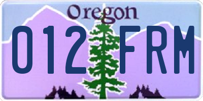 OR license plate 012FRM