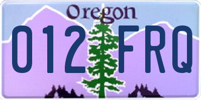 OR license plate 012FRQ