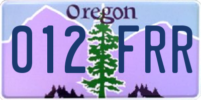 OR license plate 012FRR