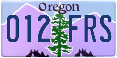 OR license plate 012FRS