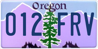 OR license plate 012FRV