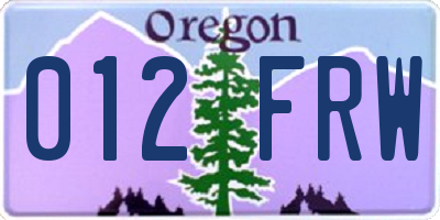 OR license plate 012FRW