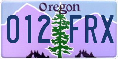OR license plate 012FRX
