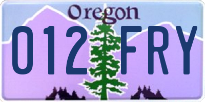 OR license plate 012FRY
