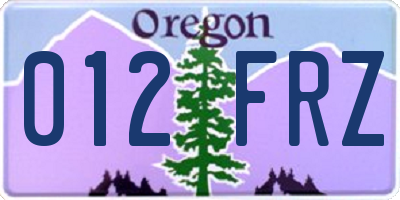 OR license plate 012FRZ