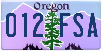 OR license plate 012FSA