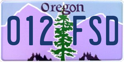 OR license plate 012FSD
