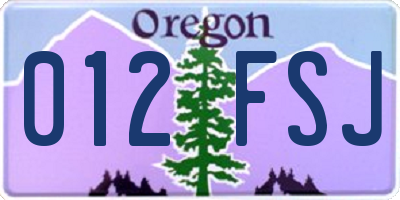 OR license plate 012FSJ