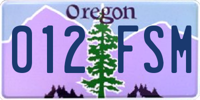 OR license plate 012FSM