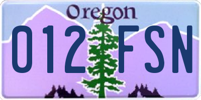 OR license plate 012FSN