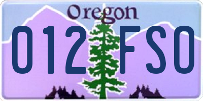 OR license plate 012FSO