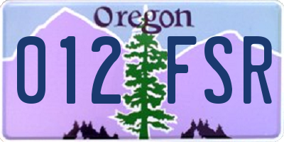 OR license plate 012FSR