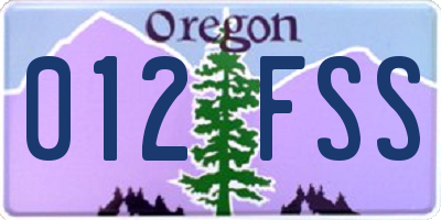OR license plate 012FSS
