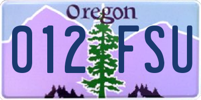 OR license plate 012FSU