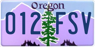 OR license plate 012FSV