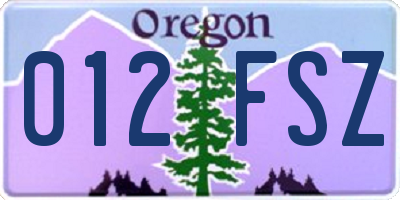 OR license plate 012FSZ
