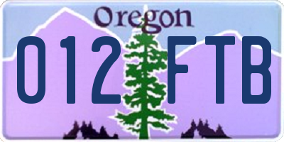 OR license plate 012FTB