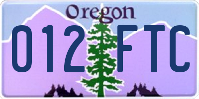 OR license plate 012FTC