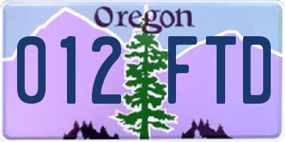 OR license plate 012FTD