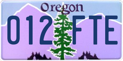 OR license plate 012FTE