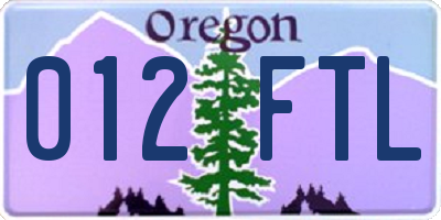 OR license plate 012FTL