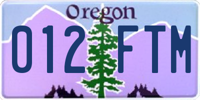 OR license plate 012FTM