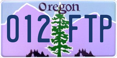 OR license plate 012FTP