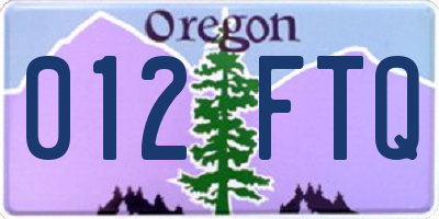 OR license plate 012FTQ