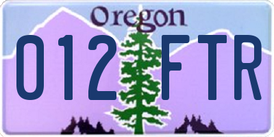 OR license plate 012FTR