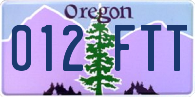 OR license plate 012FTT